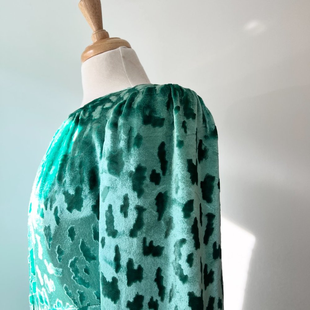 1980s RARE Oscar de la Renta green Velvet evening dress gown - Picture 10 of 10